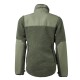 Eine grüne Fleecejacke mit einem weichen, strukturierten Rücken und glatten Ärmeln, mit dem Text "DOGCOACH" am Kragen.