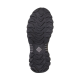 Schwarze Gummischuhsohle mit einem strukturierten Profilmuster, das den Markennamen "Muck" in einem Diamantlogo zeigt.
