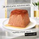 Mousseline carrée pour animaux surmontée d'une sauce en cascade sur une assiette blanche ; texte visible : « DE DÉLICATES MOUSSELINES... EN CASCADE ! »