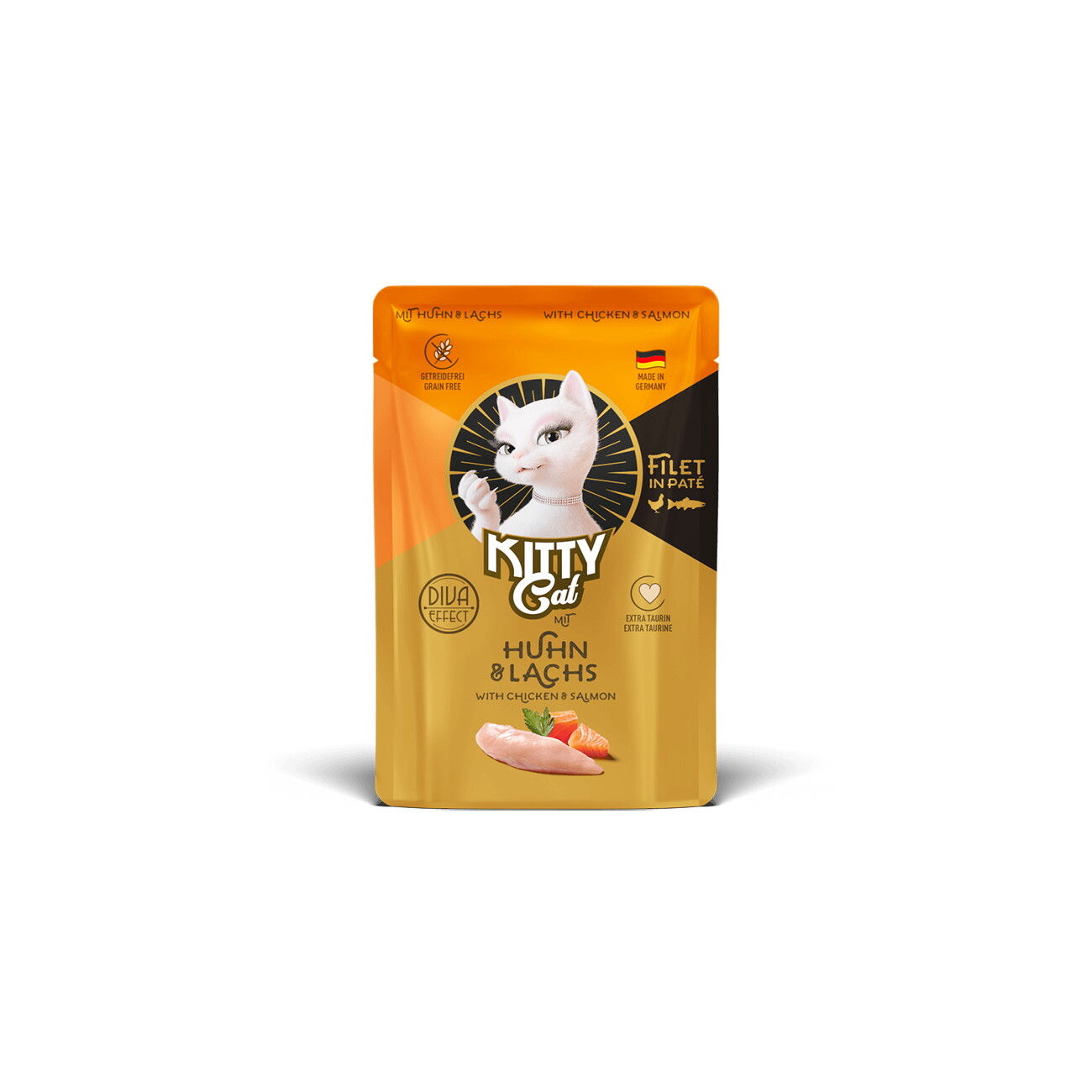 KittyCat Nassfutter Katze, Adult, Filet in Paté Huhn mit Lachs 6x85 g