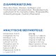 Zutaten- und Nährwertinformationen für Haustierfutter auf Deutsch, die Komponenten wie Mais, Hühnermehl und die Vitamine A, D, E und C auflisten.