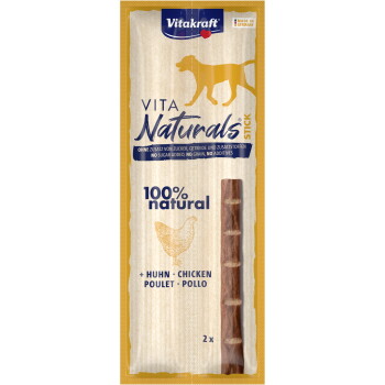 Verpackung Vitakraft Vita Naturals Hundekaustange, 100% natürliches Huhn, Made in Germany, ohne Zucker/ohne Getreide/ohne Zusatzstoffe, 2x.