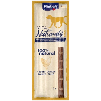Verpackung Vitakraft Vita Naturals Hundekaustange, 100% natürliches Huhn, Made in Germany, ohne Zucker/ohne Getreide/ohne Zusatzstoffe, 2x.