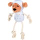 Plush dog toy designed as a space astronaut, featuring a soft brown face, rope limbs, and a light blue suit.