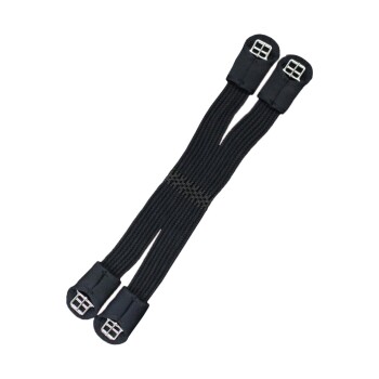 Schwarze Haustiergeschirrversteller mit Metallclips an jedem Ende, entworfen für eine sichere Passform.