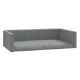 Graues Haustiersofa mit gepolsterter Basis und erhöhten Seiten, entworfen für Komfort und Stil.