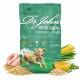 Grüne Tüte mit Dr. John hypoallergenem Hundefutter mit Huhn und Hafer, mit einer Illustration eines rennenden Hundes, 21% Protein, 10,5% Fett, für empfindliche Mägen.