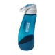 Blaue Haustier-Wasserflasche mit einem weißen Klappdeckel, mit dem Kurgo-Logo und dem Satz 'go together.'