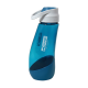 Blaue Haustier-Wasserflasche mit einem weißen Klappdeckel, mit dem Kurgo-Logo und dem Satz 'go together.'
