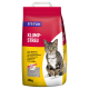 Un sac de 20 kg de litière agglomérante pour chats FIT+FUN avec un chat tigré sur le devant, avec un texte en plusieurs langues incluant "KLUMP-STREU."