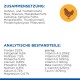 Zutaten- und Nährwerttabelle für Hundefutter, die Hühner- und Truthahnmehl, Mais sowie verschiedene Vitamine und Mineralien zeigt.