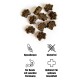 Hundeleckerlis in Form von Pfotenabdrücken, gekennzeichnet als hypoallergen, glutenfrei, geeignet für Hunde mit empfindlicher Verdauung und optimiert für die Gesundheit.