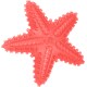 Jouet à mâcher en caoutchouc rouge en forme d'étoile de mer avec de petites excroissances pointues et des rainures texturées.