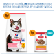 Hill's Science Plan pour chat : sac sec «Light» avec chat qui lèche et sachet humide au poulet ; en-tête en français : «ESSAYEZ...».