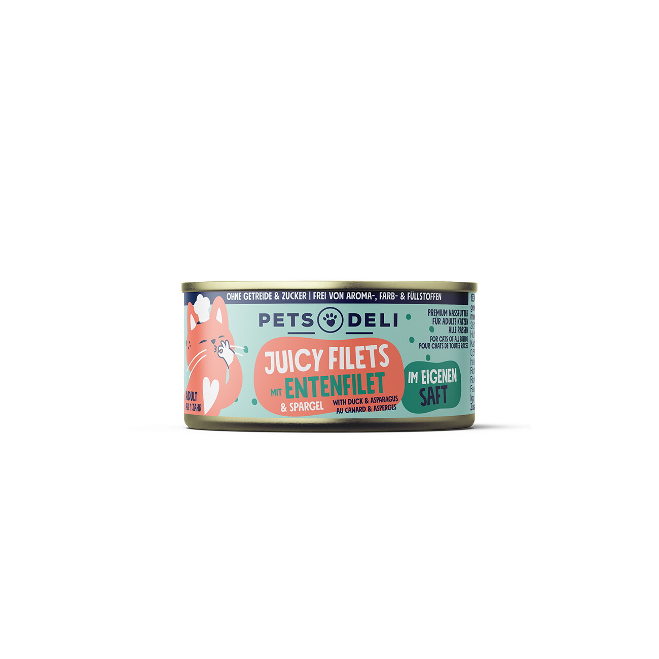 Pets Deli Nassfutter Katze Adult Juicy Filets mit Ente und Spargel 12x70 g