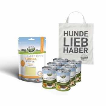Sparset für große - Hundefutter Nass + Vermal Pulver + 1 Jutebeutel