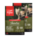 Sacs de nourriture pour chats Orijen Tundra avec un chat tigré, mettant en avant 85 % d'ingrédients animaux de qualité et régime cru.