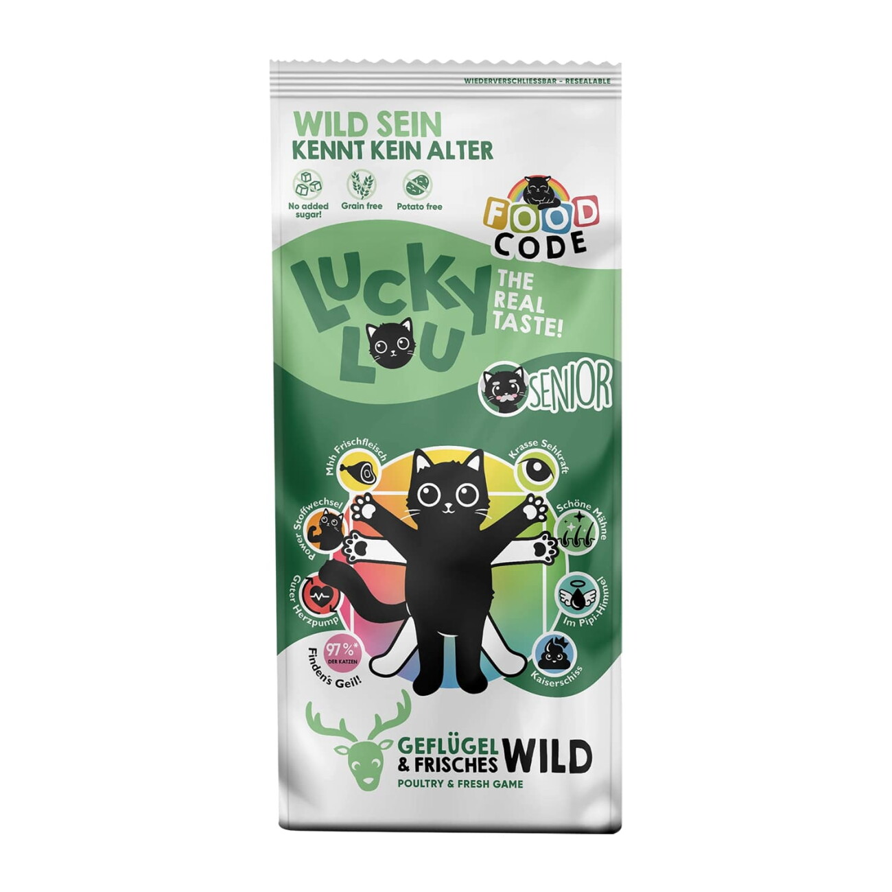 Lucky Lou Trockenfutter Katze, Senior, Geflügel und Wild 3 kg