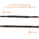 Elastische Haustierleine mit einem Schnellverschluss-Federmechanismus, etwa 55 cm und 85 cm lang, auf einem orangefarbenen Hintergrund dargestellt.