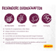 Panel 'BESONDERE EIGENSCHAFTEN' mit Symbolen beschriftet Anti-Haarballen, Getreidefrei, Lachsöl, Anti-Aging und Josera-Logo.