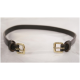 Braunes Leder-Haustierhalsband mit goldener Schnalle, auf einem hellen Stoffhintergrund präsentiert.