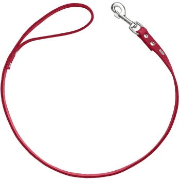 Führleine Grenaa rot 1,1 m, 13 cm Rote Haustierleine mit einer Schlaufe und einem Metallclip zur Befestigung, vor einem weißen Hintergrund präsentiert.