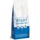 Wisan Functional Feed-Hundemahlzeitbeutel in Blau und Weiß, der Symbole für hochwertige Zutaten und hohe Leistung zeigt.