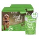 Verpackung von 'Surf 'n' Turf' Hundefutter von Lecker.Pet, mit 48 Portionen, mit Details zu Zutaten wie Huhn und Fisch.