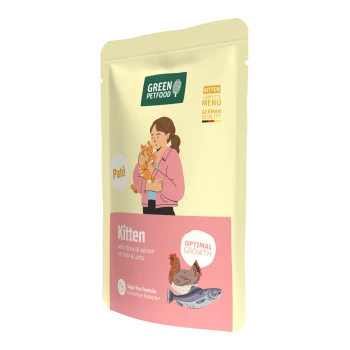 Green Petfood Kitten-Pâté-Beutel — 'Kitten', Huhn & Lachs, 'Optimales Wachstum', zuckerfrei