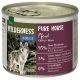 Dosenfutter für Haustiere "Wilderness Pure Horse" mit einem Wolfbild, 95% Pferdefleisch, 5% Gemüse und Kräuter, keine zugesetzten Körner.