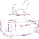 Diagramm eines Hundebetts mit Maßen in cm und Zoll, geeignet für einen Hund von 45 cm (17,7") Länge.