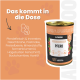 Dose Pferdefutter mit der Aufschrift "Pferdeschmaus Pastinake & Preiselbeere" mit 67% Pferdefleisch, getreidefrei, mit Pastinake und Preiselbeere.
