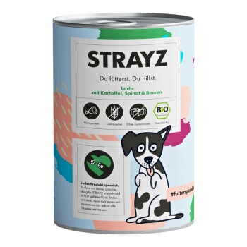 STRAYZ BIO Lachs mit Kartoffel, Spinat & Beeren, 6×400 g