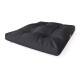 Schwarzes Haustierbett mit einem gepolsterten Design, mit einer glatten Oberfläche und einem kleinen Logosticker an der Seite.