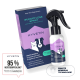 Spray de soin des plaies par Kyvetin pour animaux, avec un flacon pulvérisateur et une boîte illustrée d'un chien et d'un chat, promouvant une régénération cutanée intelligente.