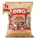 DIBO Aktiv-Mix Hundefutterpaket, das gefrorenes Fleisch, Mägen, Lungen und Leber von Rind enthält. Enthält 2000g, geeignet für junge und aktive Hunde.