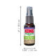 Bernsteinfarbene Sprühflasche mit der Aufschrift 'KONG Naturals Catnip Spray' mit Pfeilen, die 4 Zoll (10,1 cm) Höhe und 1,25 Zoll (3,1 cm) Breite anzeigen.