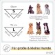 Größentabelle für Hundezubehör, die kleine (S) und große (L) Größen mit entsprechenden Maßen und Beispielen von Hunderassen zeigt.