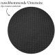 Schwarze Tiermatte mit einer strukturierten, rutschfesten Unterseite, beschriftet mit "rutschhemmende Unterseite" und "slip-resistant underside."