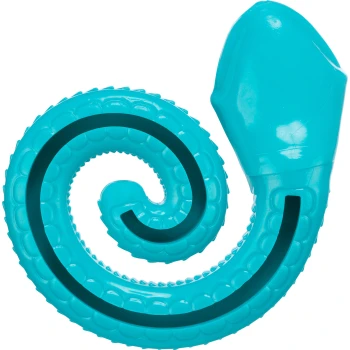 Spielzeug Snack-Snake TPR Ein leuchtend türkisfarbener Gummitierchen-Oktopus mit spiralförmigem Tentakeldesign, ideal für das Spielen mit Haustieren.