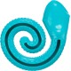 Un jouet en caoutchouc turquoise brillant en forme de pieuvre avec un design de tentacule en spirale, idéal pour le temps de jeu des animaux de compagnie.