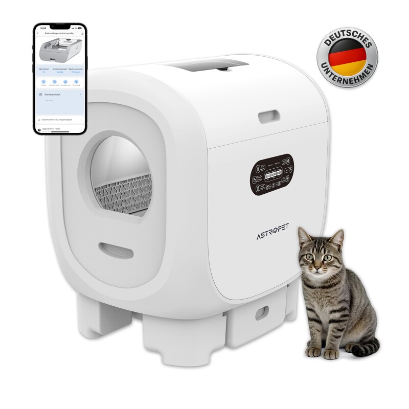 AstroPet Jupiter Pro Katzenklo Selbstreinigend mit App-Steuerung | 101L XXL Selbstreinigende Katzentoilette, UVC-Luftreinigung und...
