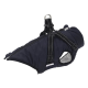 Marineblaue Hundejacke mit einem Reißverschluss vorne, verstellbaren Geschirrriemen und einem Metall-D-Ring zur Leinenbefestigung.