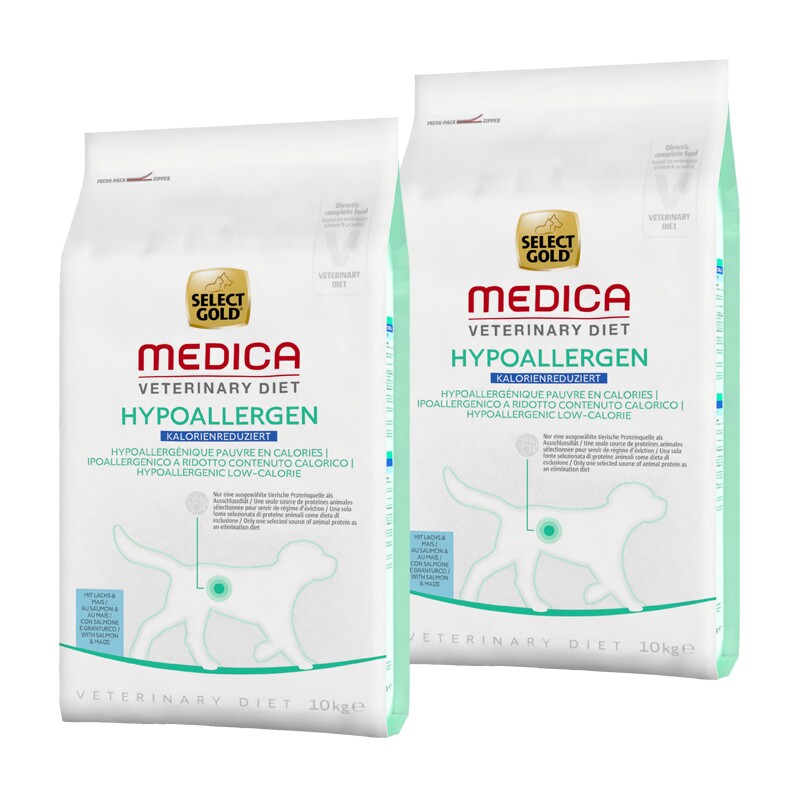 SELECT GOLD Medica hypoallergene zalm met laag caloriegehalte 2x10 kg