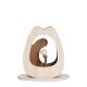 Jouet en bois pour chat avec un design ludique comprenant une balle suspendue et une plume, étiqueté "Catit" à la base.