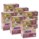 Fünf Schachteln Bozita Fresh Menu Katzenfutter, mit grasgefüttertem Rindfleisch, mit 89% Zutaten tierischen Ursprungs, in Gelee, jeweils 370g.