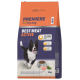 Premiere I love my dog Adult Best Meat Active dog food bag with 44% poultry, 17% fat, and a Border Collie image, 12kg.