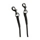 Zwei schwarze Tierleinen mit Metallclips an den Enden, die zum Anbringen an Halsbändern oder Geschirren konzipiert sind.