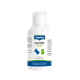 Weiße Flasche mit der Aufschrift 'Canina LACHSÖL – 100% REINES LACHSÖL' für Hunde & Katzen, blaue und grüne Silhouetten von Haustieren auf dem Etikett.