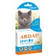 Verpackung für ARDAP Spot-On Floh- und Zeckenschutz für Katzen über 4 kg, mit einer grauen Katze mit orangefarbenen Augen und floralem Hintergrund.
